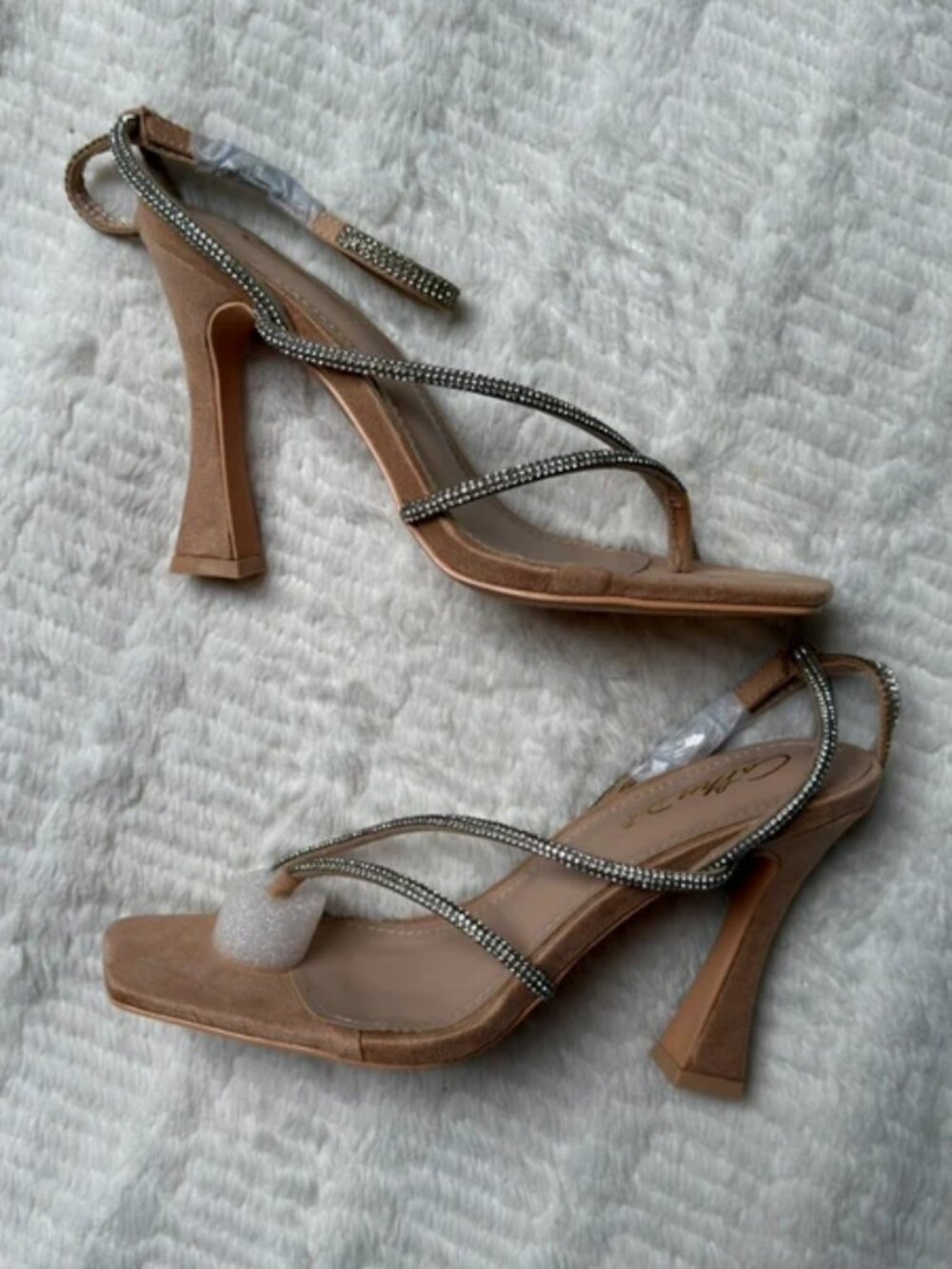 Cathy Din Nude Rhinestone Strappy Heels – Size 9 – New